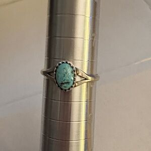 Native Made Turquoise Sterling Silver Ring Size 8